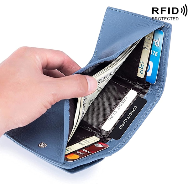 Liten Plånbok för Kvinnor Män RFID-skydd Läder Korthållare Organizer Myntficka (CC003HS, Svart)