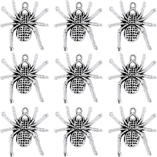 1 Ask 30 st Spindlar Berlocker Tibetansk Stil Antik Silver Små Spindlar Berlocker Bulk Halloween Legering Metall Insekt Berlocker för Smyckestillverkning Berlocker DIY Halsband