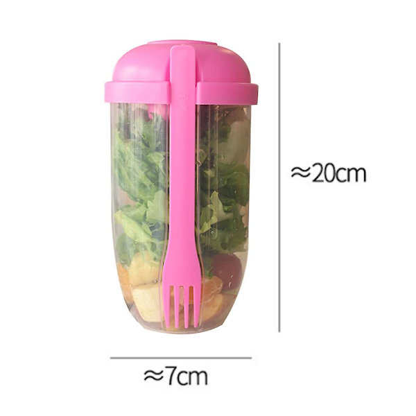 Frisk Salat To Go Beholdersæt, Hold Dig i Form Salat Måltid Shaker Kop med Gaffel og Salatdressing Holder pink