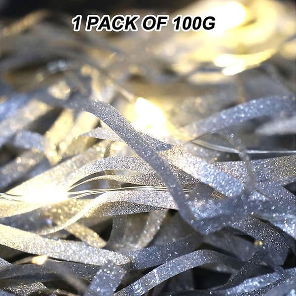 Glitter Raffia Pappersstrimlor & Strängar Strimlad Konfetter För Diy Presentinslagning & Korgfyllning silver