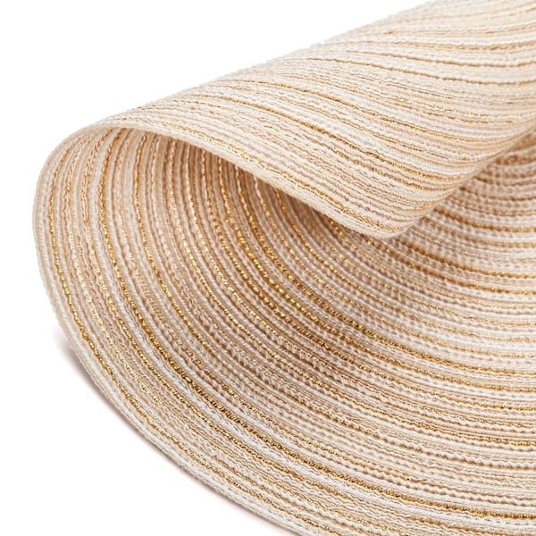 Pöytätabletit, 6 kpl, pestävät punotut PP-lämmönkestävät liukumattomat pöytätabletit, pyöreä pöytätabletti 35x35cm (pyöreä, norsunluu)