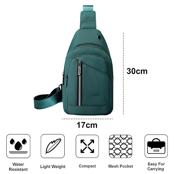 Ny Brysttaske Herre Vandtæt Nylon Skuldertaske Brysttaske green