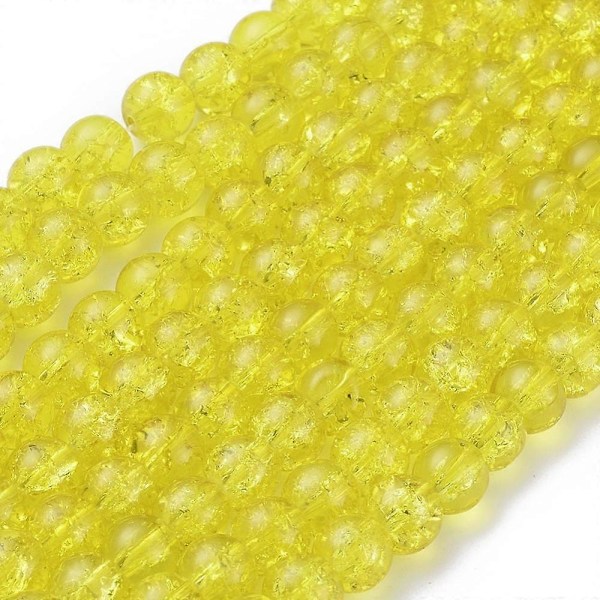 1 Säie Keltainen Halkeileva Lasi Pyöreät Helmet Säikeet 8mm Reikä: 1.3~1.6mm noin 100kpl/säie 31.4 tuumaa