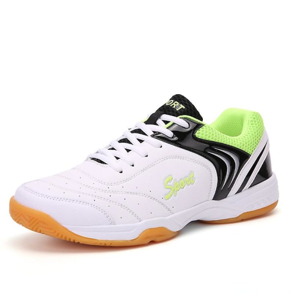 Lett Sneakers for Menn og Kvinner - Mote-sko for Innendørsbane - Egnet for Badminton 3D7059 WhiteGreen EU 39