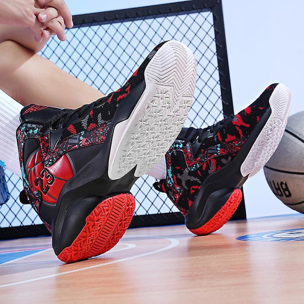 Herres Basketballsko Lett Pustende Vandresko Sportslige Mote Sneakers 3D9280 BlackRed EU 42