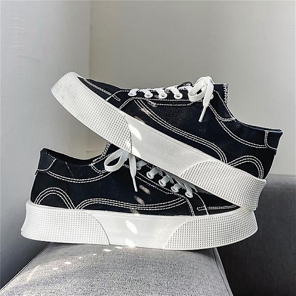 Miesten kangaskengät, muoti lenkkarit, matalat tenniskengät, nauhalliset vapaa-ajan kengät 3Dn2210 Black EU 39