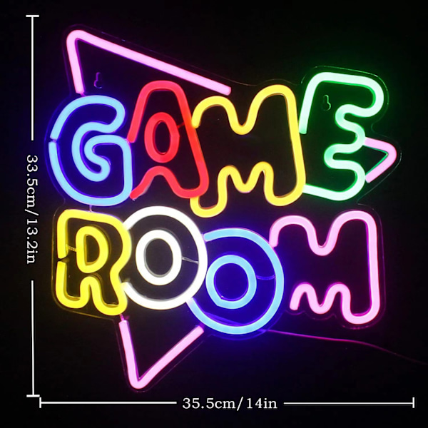 BPA Spillrom Store Neonskilt 33,5 x 35,6 cm Fargerike LED-neonlys for veggdekor USB-neonlys for spillsonedekor Soveromsspilling