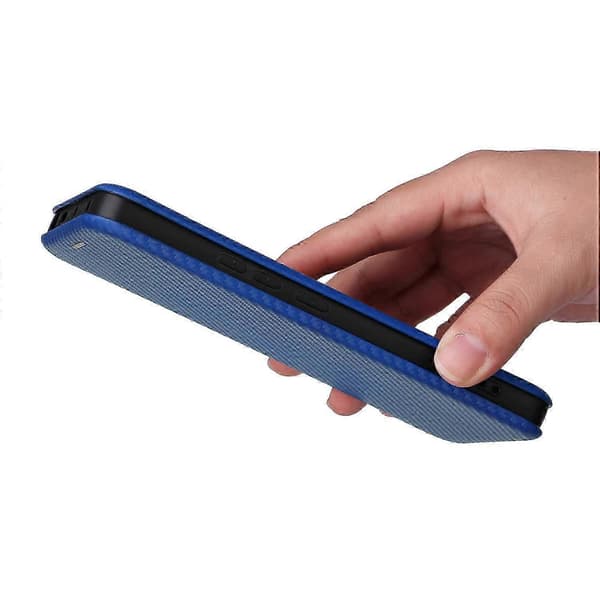 För Xiaomi Redmi Note 13 Pro 5g Läderfodral Med Kortfack Kolfibertextur Blue