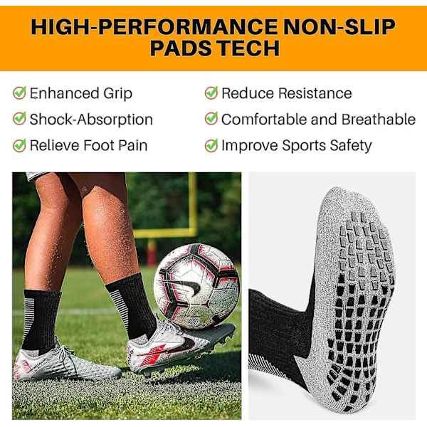 3 Par Grip Sokker Fodbold Mænd Kvinder Anti Slip Sports Grip Sokker Åndbare