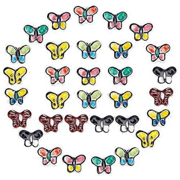 50 stk. 10 farver håndlavede porcelænsperler 15x15 mm blomsterprintede porcelæns keramiske perler hjerte keramiske perler
