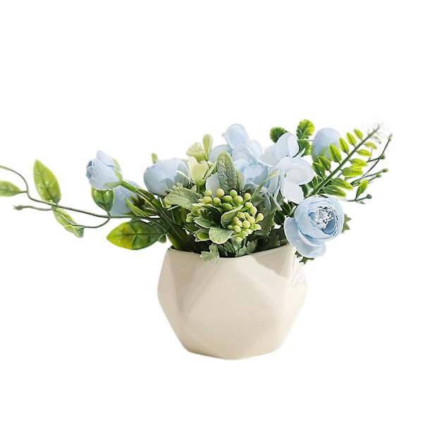 Enkel geometrisk blomkruka simulerad blomma dekoration vardagsrum matbord krukväxt dekoration hem grön växt bonsai blue