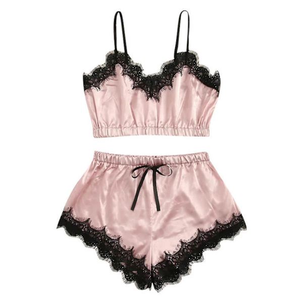 Naisten yksivärinen alusvaate mukava ja viehättävä yöpaita sopii nukkumiseen ja kotikäyttöön 2XL Pale Pink