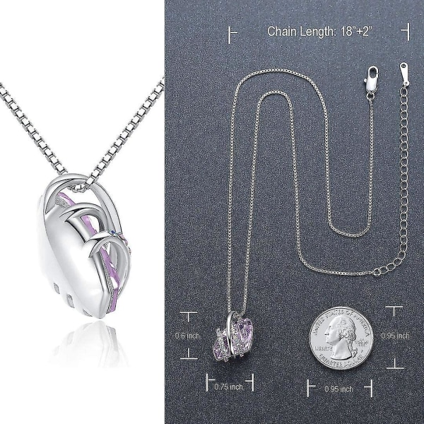 Önskestenshängehalsband med födelsestenskristall, 18k roséguldpläterad/silverton, 18" + 2" Alexandrite Light Purple -
