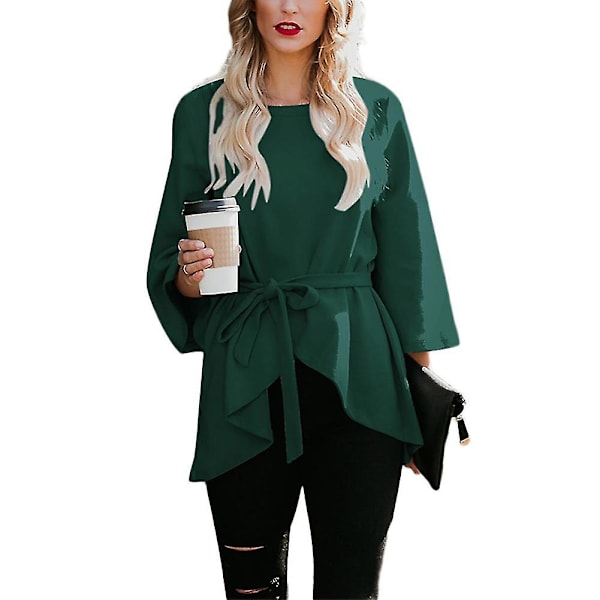 Dame Høst Vinter Kåpe Rund Hals Cropped Erme Fuskepels Ensfarget Kåpe 2XL C