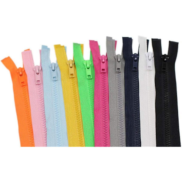 10 stk. 71 cm (28 tommer) delbare jakkeglidelåser for søm av kåpejakke, kraftige plastglidelåser, bulk, 10 blandede farger (1 stk. per farge)