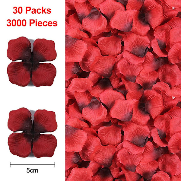 3000 st konstgjorda rosenblad för alla hjärtans dag, bröllop, fest och blomsterdekoration red