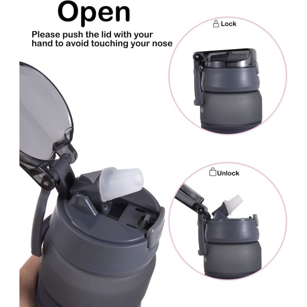 Vattenflaska Flaskor Med Sugrör 850ml Gmy Sports Tidsmarkeringar Bpa Fri Kolv D37 (850ml, Grå)