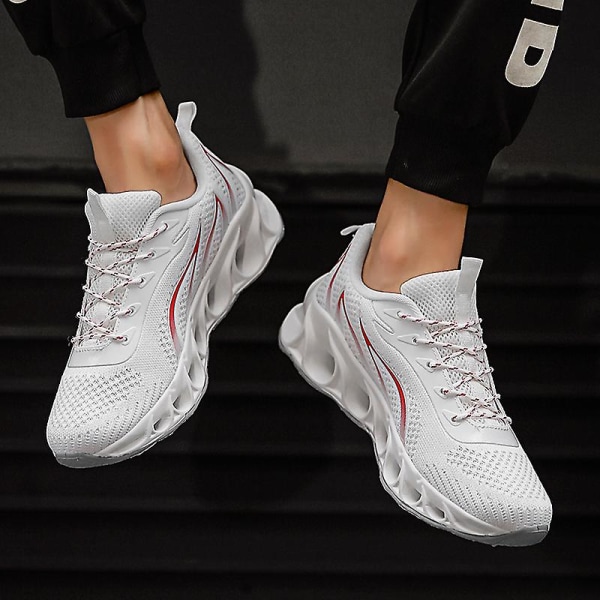 Herresko Flyvende Vævet Fritidssko Åndbare Sneakers Sportssko 8818 White EU 43