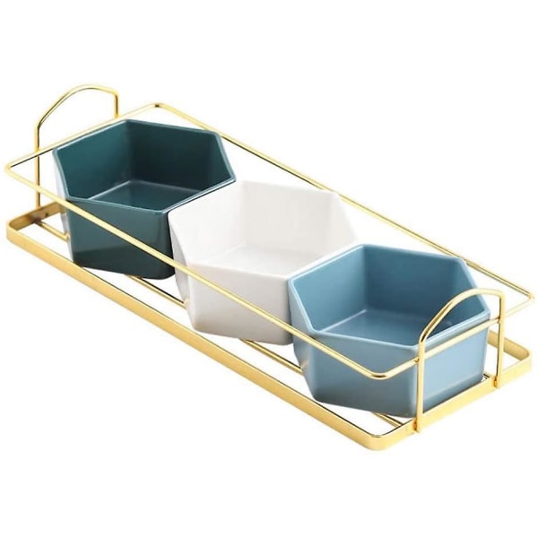 Keramisk Starter Serveringsbakke 3 Rum Tørret Frugt Snack Bakke Frugtfad Serveringsbakke Tallerken