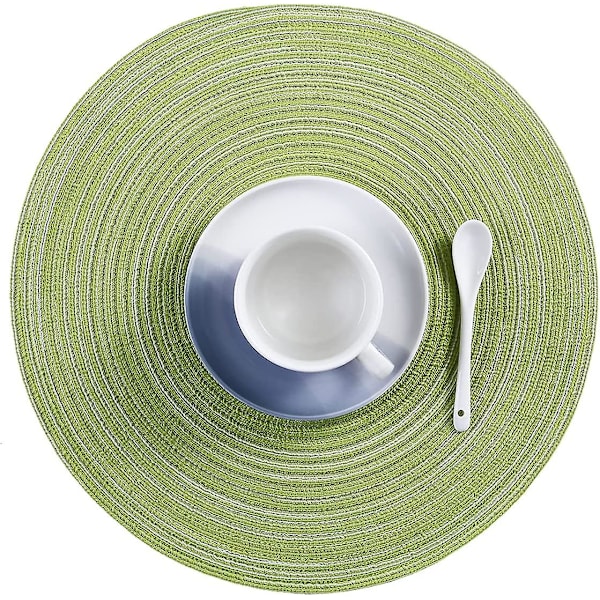 Plastmattor, Runda Plastmattor Pp Flätade Set Om 6 Tvättbara Värmebeständiga Halkfria, 36cm(grön)