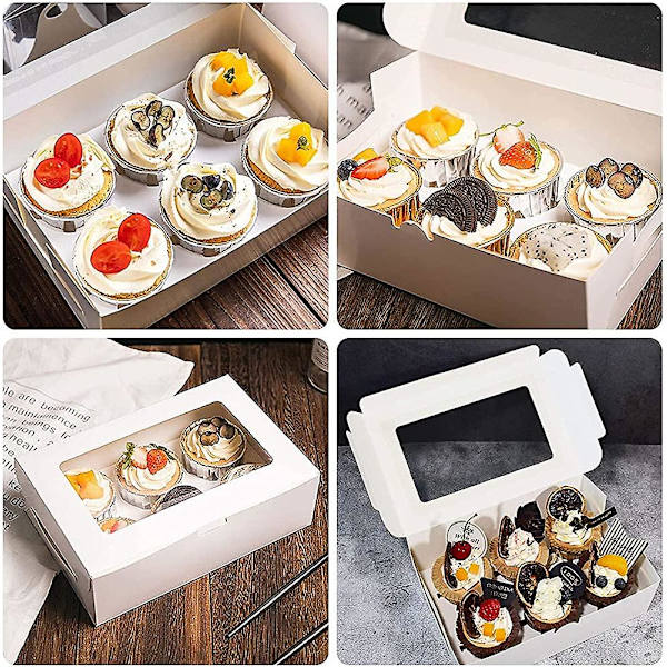 Pakke Heilwiy med 10 kageæsker, cupcakeæsker med 6 huller med vindue og indsatser til gave