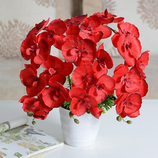 1 stk Kunstig Blomst Sommerfuglorkidé Hage DIY Bryllupsfest Skrivebordsdekor Red