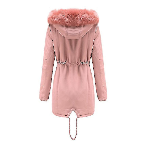 Naisten paksuuntavat toppatakit irrotettavalla hatulla talvella puuvillatakki hupullinen lämmin päällysvaate 3XL Pink