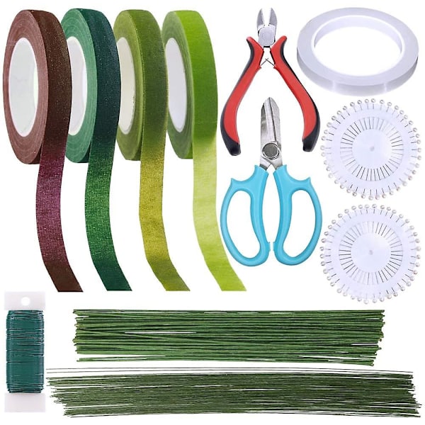 Blomsterarrangemang Kit Blomsterverktyg Trådskärare Stjälk Blomsterbeskärningssax Blomstertråd 26 Gauge 22 Gauge Blomsterstjälkstråd 14 Gauge Grön Blomstertejp