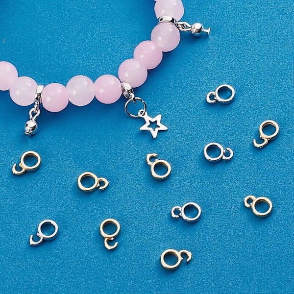 20 st 2 Färger Kopplingar Bail Pärlor Mässing Hängare Länkar Bail Pärlor Hängare Dangle Distans Pärla med Slinga för Armband Smycken Tillverkning Tillbehör Halsband D