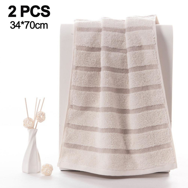 Handdukar för badrum 100% bomull mjuka randiga handdukar, storlek 70*34cm(2-pack) Brown