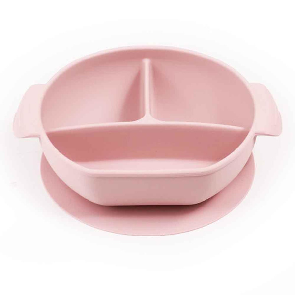 Baby Sugekopper, Silikone Tallerken Baby Service, Mikrobølgeovn Og Opvaskemaskine, Baby Vænningsservice Pink