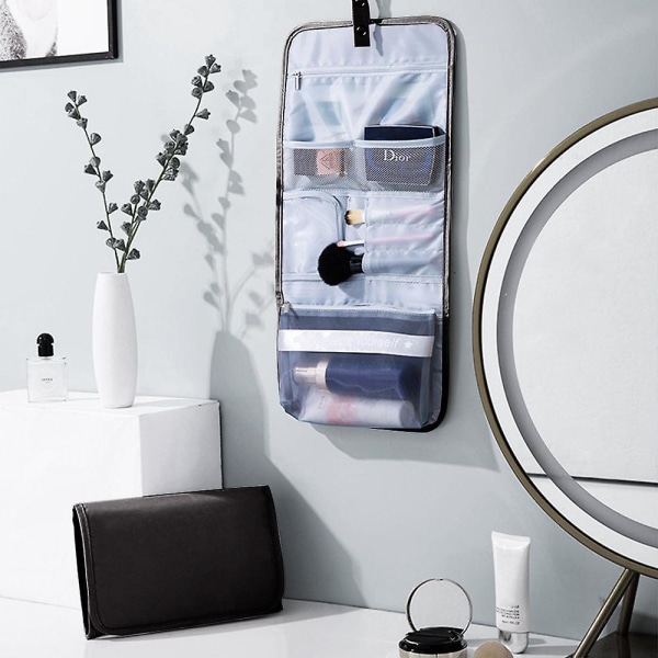 Ny Polyester Vasketaske Lazy Bærbar Kosmetiktaske Hjem Toiletartikler Opbevaringstaske black