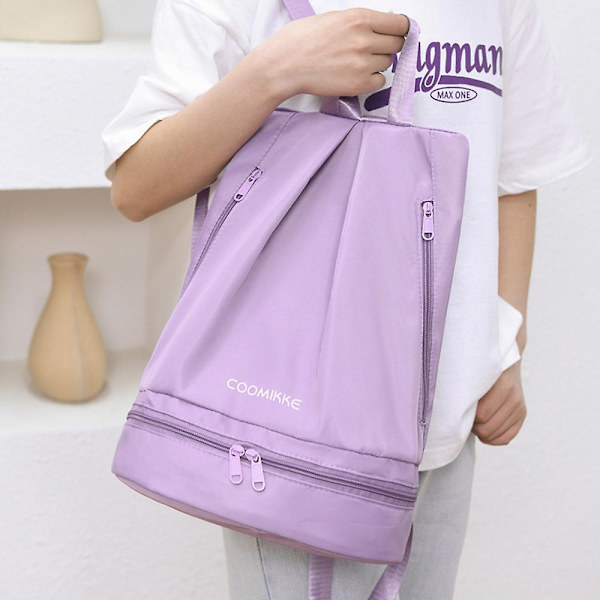 Kuntosalilaukut, Urheilukuntosalilaukku Vedenpitävä Kiristysnyörilaukku Reppu Kenkälokerolla Light purple
