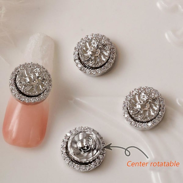 5 st 3d kanin nagel charms strass diamanter glitter roterbar nagelkonst kanin metall charms design för nagelkonst dekoration diy hantverk tillbehör style2