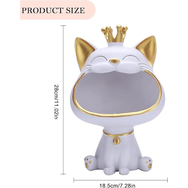 Kattförvaring skulptur harts nyckelhållare katt nyckelskål förmögenhet katt förvaring skulptur harts nyckelhållare statyett