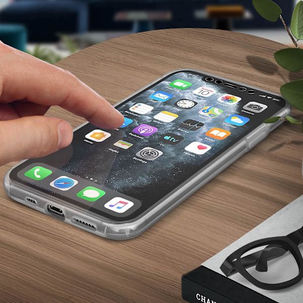 360 Cover til iPhone 11 Pro Max Fleksibel Front & Stiv Bagside - Sort Transparent