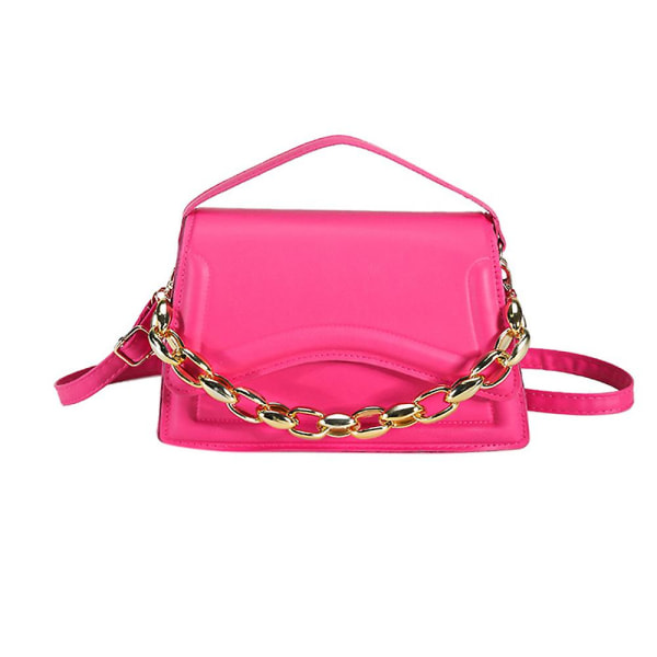 Dam axelväska retro klassisk plånbok PU läder clutch handväska magnetlås. Rose red