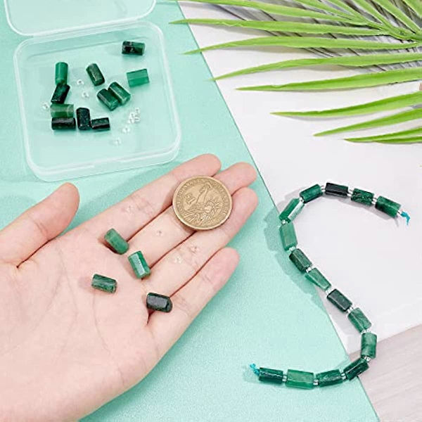 2 strenge 30-34 stk. naturlige smaragder ubehandlede smaragd facetterede søjleperler ægte glatte perler ædelstensperler