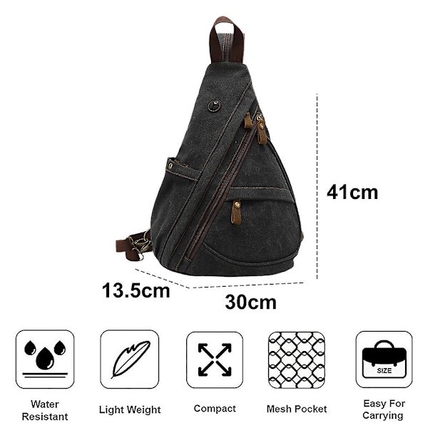 Canvas Axelväska - Liten Messenger Bag Axel Fritidsryggsäck Män Och Kvinnor black