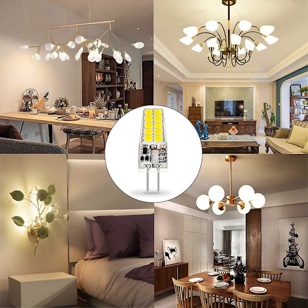 10 stk. G4 LED-pære 12vac/dc, kold hvid 6000k 2w 220lm, belysningspærer svarende til 20w halogen, ikke dæmpbar [energiklasse E]