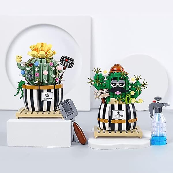 Kaktus Byggsatser Succulenter Bonsai Modell, 578 Bitar Diy Mini A