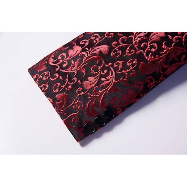 Herre Blomstret Revers Blazer Jakkesæt Print Dinner Smokingjakke red m