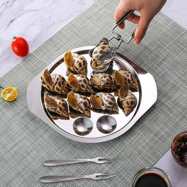 2 stk. snegleplatter flad 12 huller til snegle grill snegle sølv
