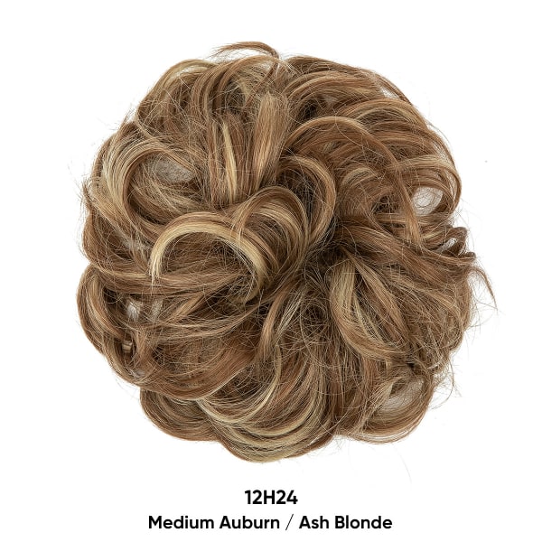 1 stk. Hårdel med elastisk bånd, stor knute-hårdel blondt krøllete hår scrunchie med håroppsats hårforlengelse rotete knute-hårdeler for kvinner jenter 12H24