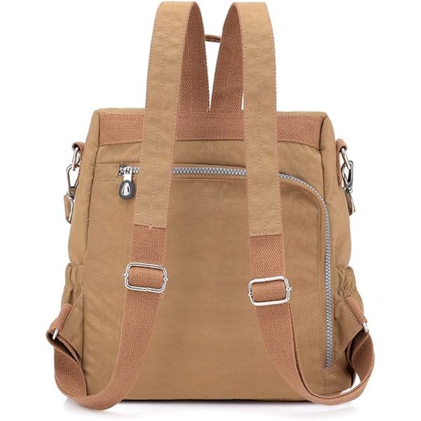 Ryggsäck för kvinnor, ryggsäck, handväska, stöldsäker, vattentät nylon, skolväska, resa, vardaglig, dagväska, mode, axelväska beige