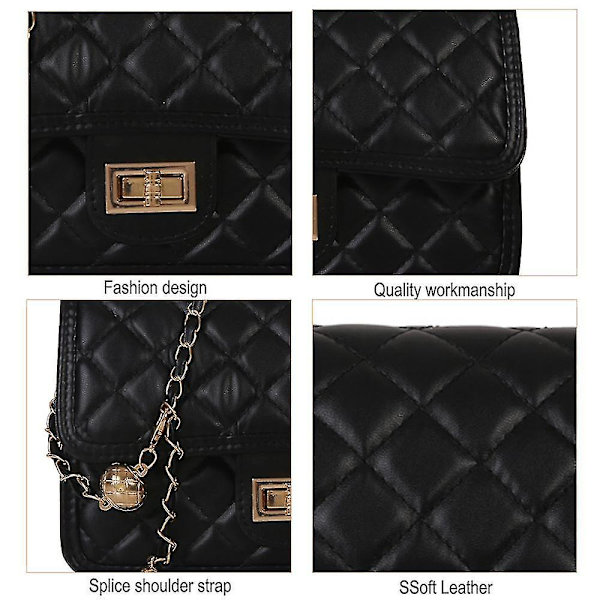 Messenger Bag Crossbody Väskor För Kvinnor, Trendig   Handväska, Liten Axelväska Med Justerbar Kedjerem Black