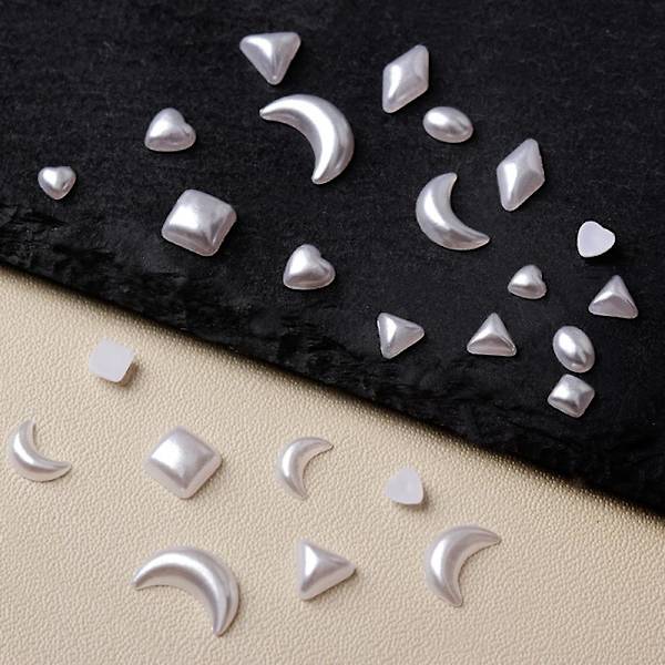 1200 st vita nageldekorationer Flatback måne/ovala former 3d nageldekorationer material utsmyckningar för nagelkonst DIY-hantverkstillbehör 6*8.5MM