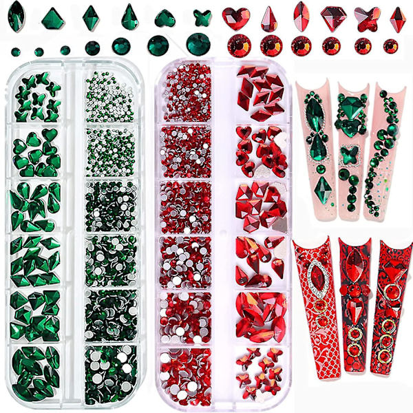 Rhinestones för naglar set, nagelkonst strass pärlor flatback ädelstenar för nagelkonst design multiformer glas strass för nagel diyirish festival make