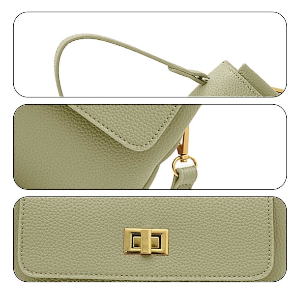 Retro Klassinen Kukkaro Clutch Laukku Pu Käsilaukku Piilotetulla Soljella Sopii Naisille. green