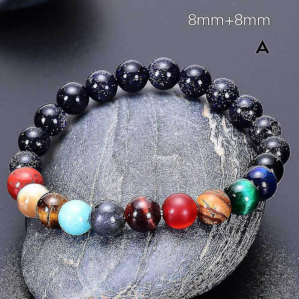 Simulering Åtta Planeter Armband Naturliga Stenpärlor Galaxy Handledssmycken Vacker Present Till Flickor A